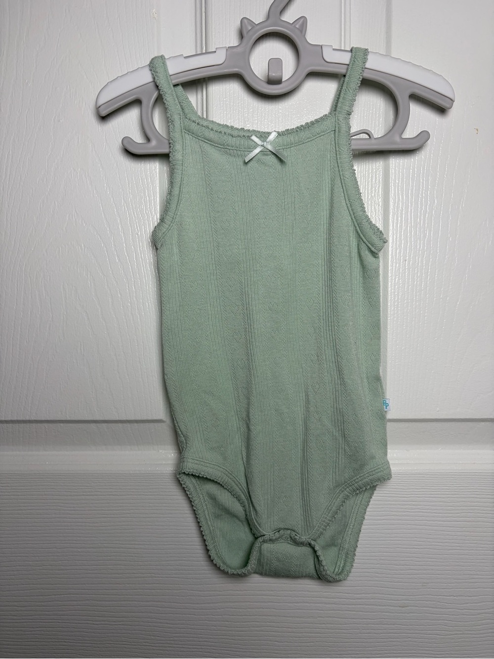 Posh Peanut Sage Green Bamboo Pointelle Tank Bodysuit 6-12M